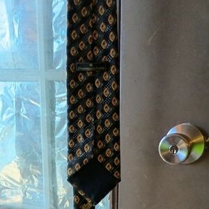 Duchamp Elegant Black and Gold Patterned Tie